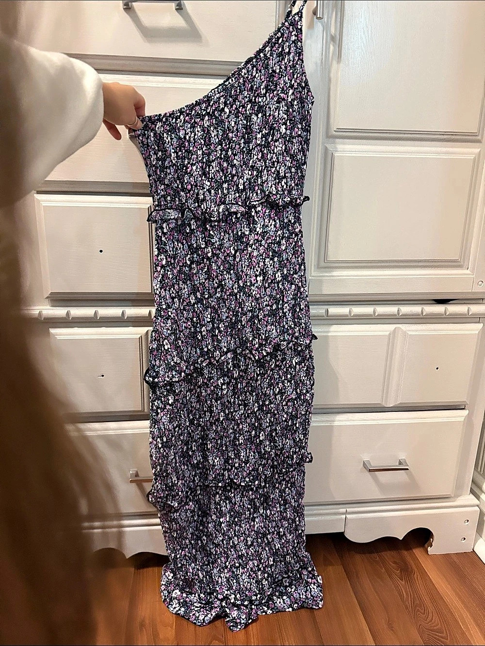 PRETTYGARDEN One Shoulder Floral Maxi Dress Purple & Pink